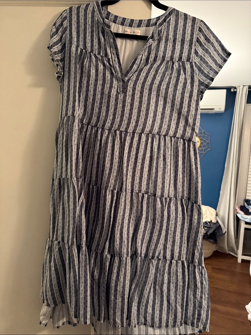 Roller Rabbit Navy and White Striped Tiered Dress
